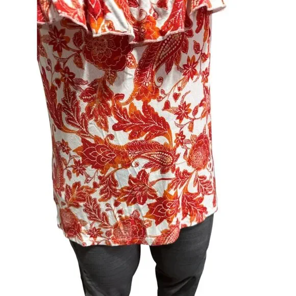 Tommy Hilfiger Women's Blouse Top Shirt Size L Floral‎ Paisley Ruffle - Picture 8 of 11